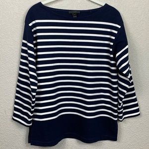 J. Crew Placed Navy Stripe Boatneck Shirt  - Small